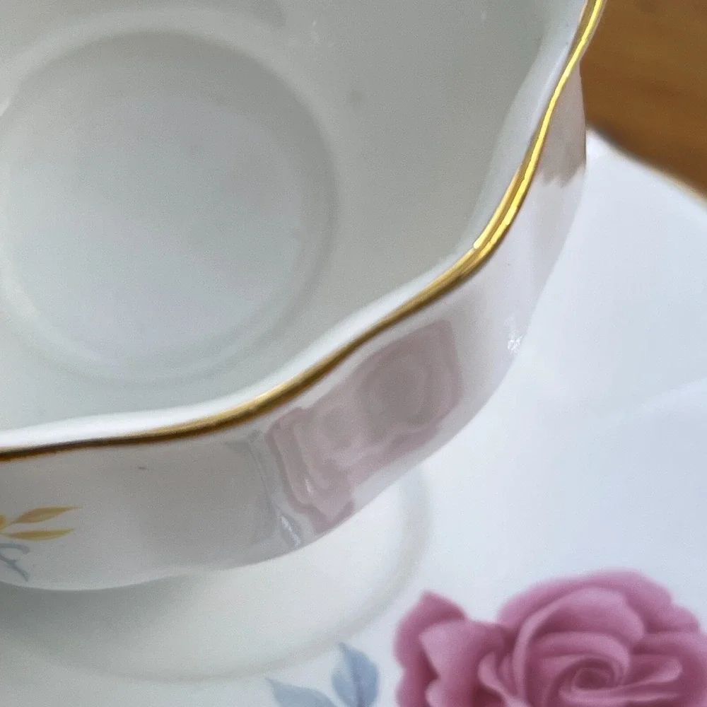 Royal Dover Bone China Cup & Saucer Pink Roses England Made Marked‎ JUNE